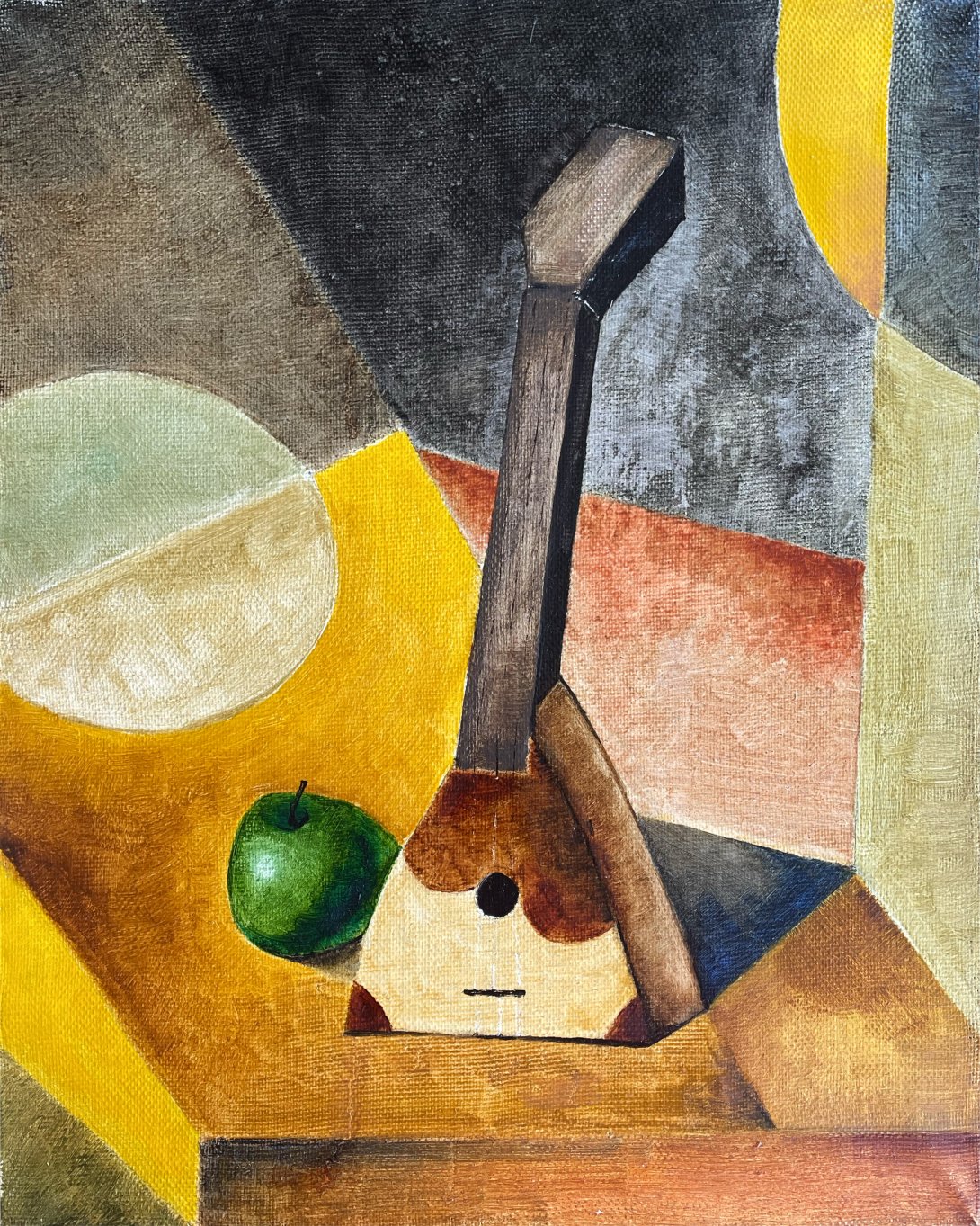 Still life with Balalaika and Apple